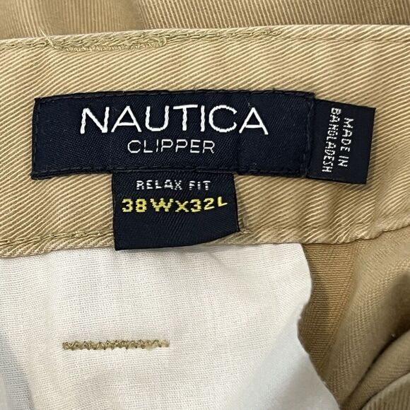 Nautica Mens Size 38 X 32 Khaki Relax Fit Cargo Pants - Picture 4 of 4